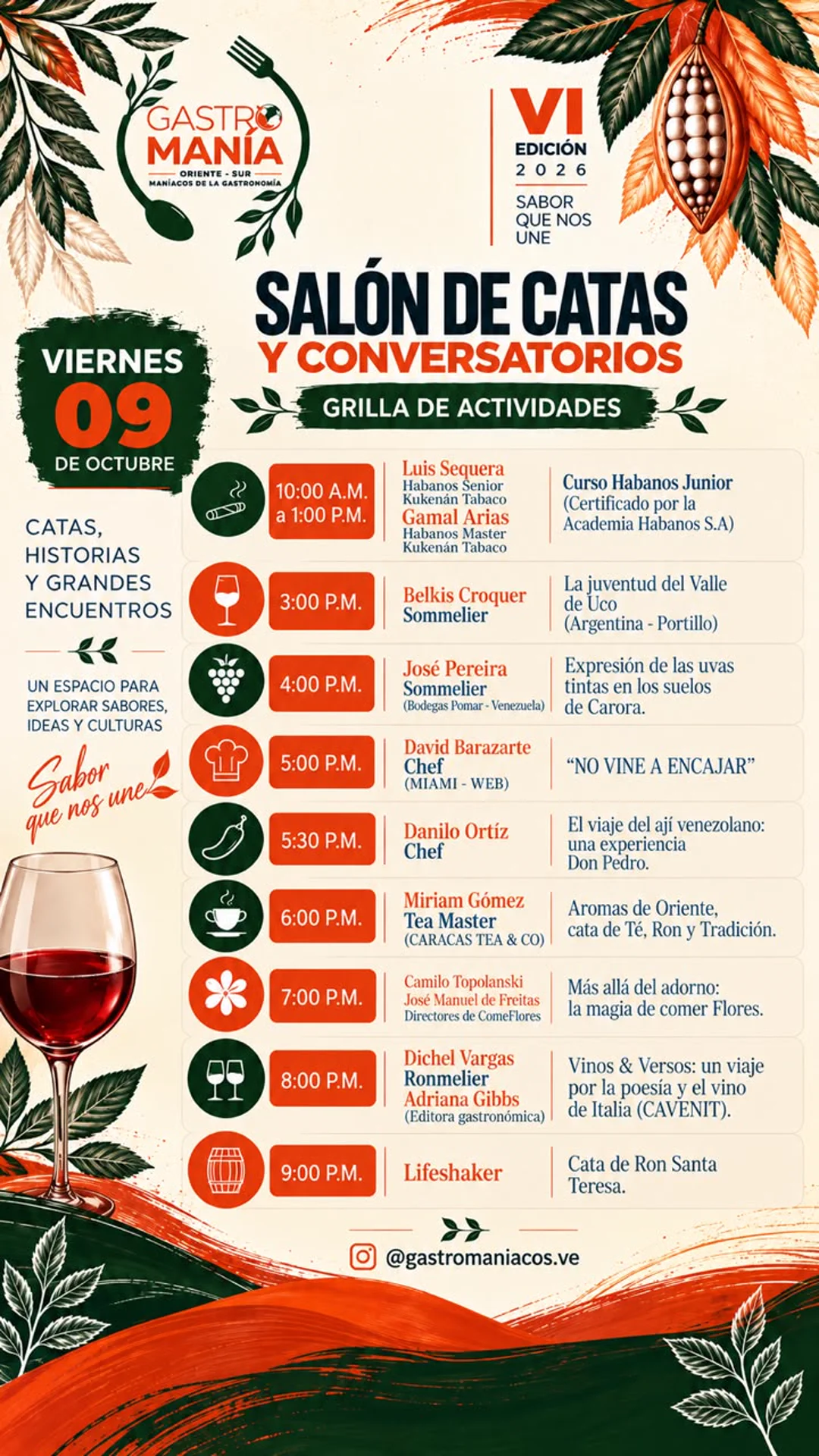 Grilla de actividades del viernes 9 de octubre